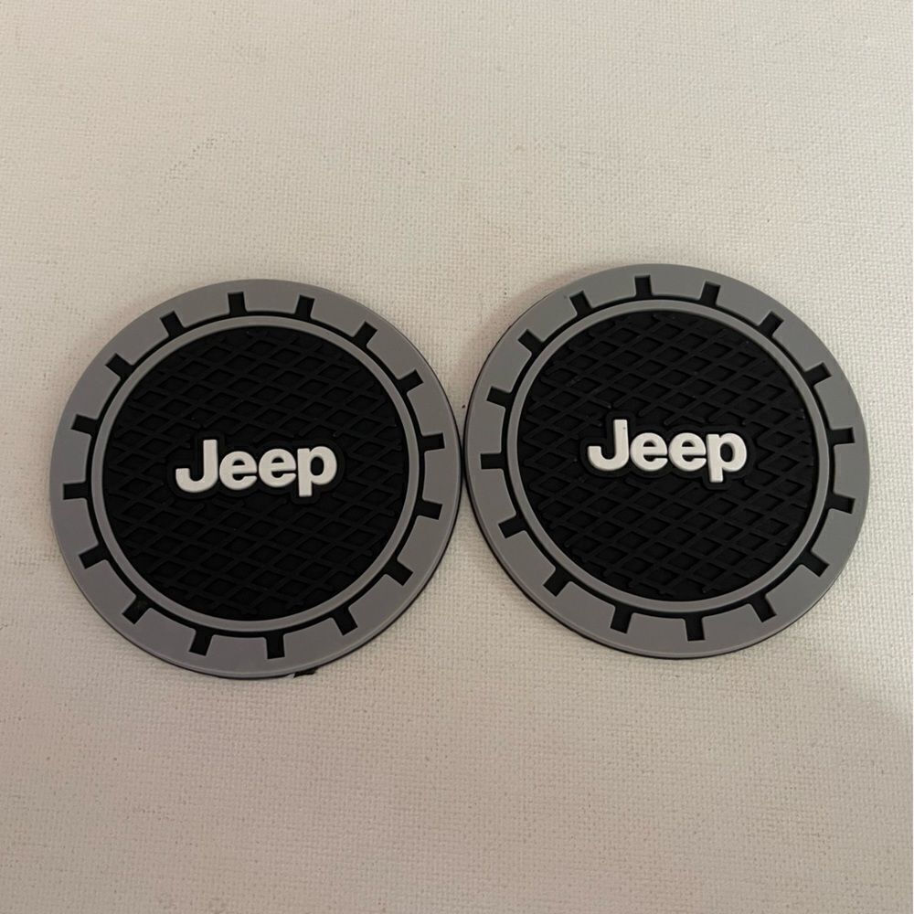 Jeep cup Coasters in black and gray Set of 2 NWT - Picture 7 of 7